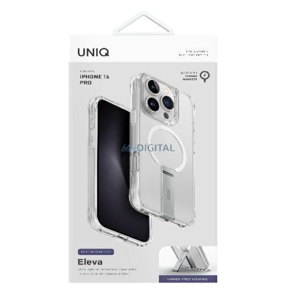 Uniq Eleva with Vertica Stand tok kitámasztóval iPhone 16 Pro - átlátszó