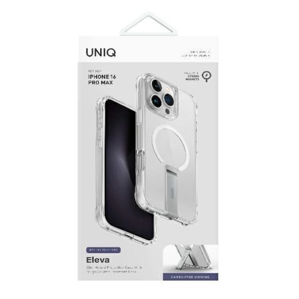 Uniq Eleva with Vertica Stand tok kitámasztóval iPhone 16 Pro Max - átlátszó