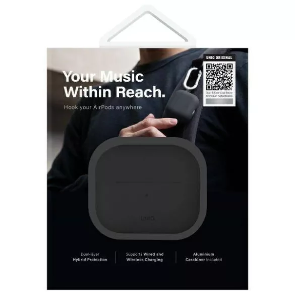 UNIQ tok Nexo AirPods 4 + fülkampók szilikon fekete