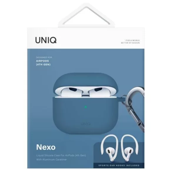 UNIQ tok Nexo AirPods 4 + fülkampók szilikon csendes-óceáni kék