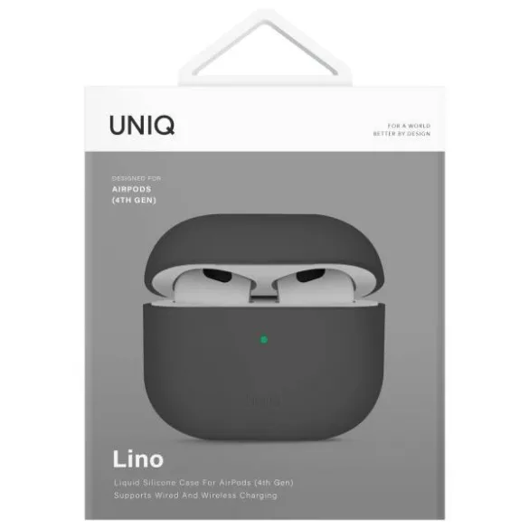 UNIQ tok Lino AirPods 4 szilikon hamuszürke
