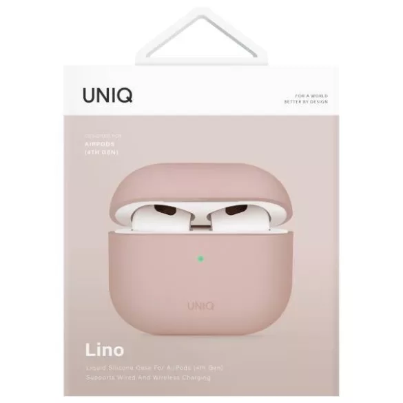 UNIQ tok Lino AirPods 4 szilikon rózsaszín pirítós