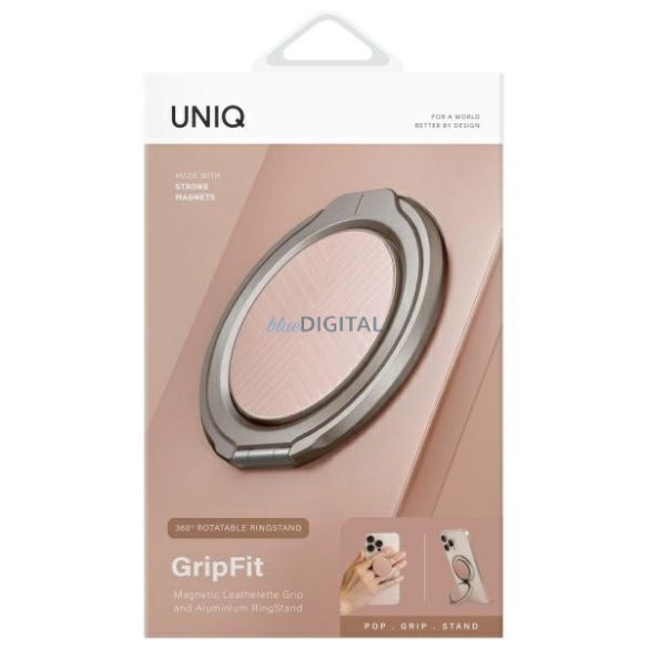 UNIQ Gripfit 360 mágneses rögzítő és kitámasztó mágneses tartó rózsaszín/pirosító rózsaszín