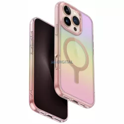   UNIQ Iridescia tok iPhone 16 Pro Magclick töltéshez, rózsaszín prizmás kivitelben