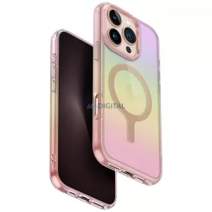 UNIQ Iridescia tok iPhone 16 Pro Magclick töltéshez, rózsaszín prizmás kivitelben