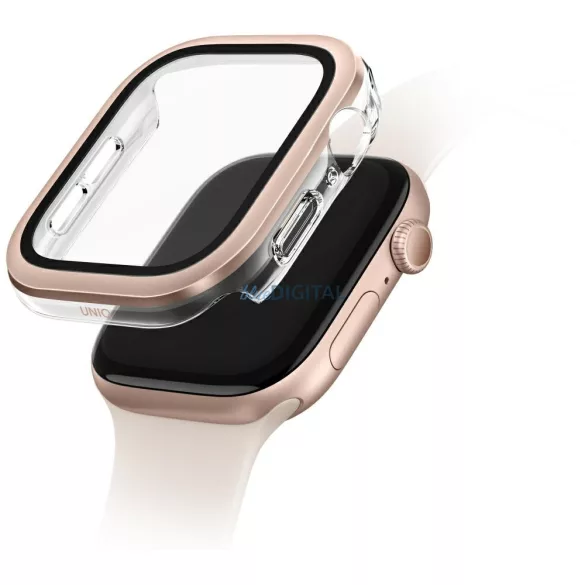 UNIQ Voute tok az Apple Watch Series 10 / 11 42mm-es sorozatához 42mm edzett üveg rózsaarany