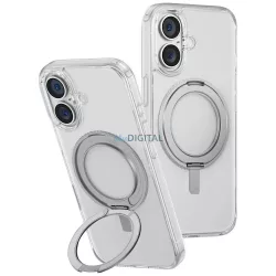   UNIQ Swivix tok iPhone 16, 360°-ban forgatható állvánnyal, átlátszó