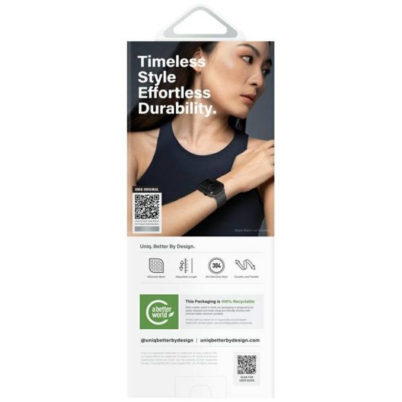 Pánt UNIQ Dante Pro Apple Watch 42/41/40mm-es órához rozsdamentes acél titánium ezüst