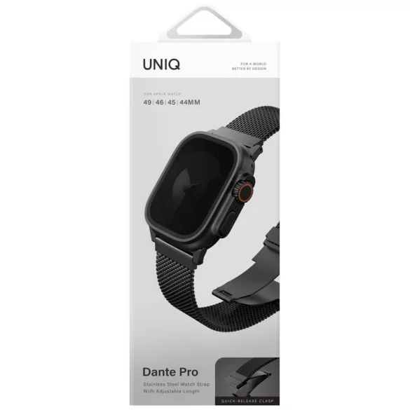 Pánt UNIQ Dante Pro Apple Watch 49/46/45/44mm rozsdamentes acélhoz grafit fekete