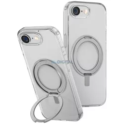   UNIQ Swivix tok iPhone 16e (2025) készülékhez, 360°-ban forgatható támasztóval, átlátszó
