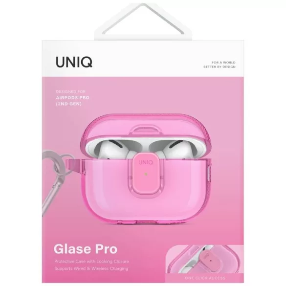 UNIQ Glase Pro tok AirPods Pro 2 - rózsaszín