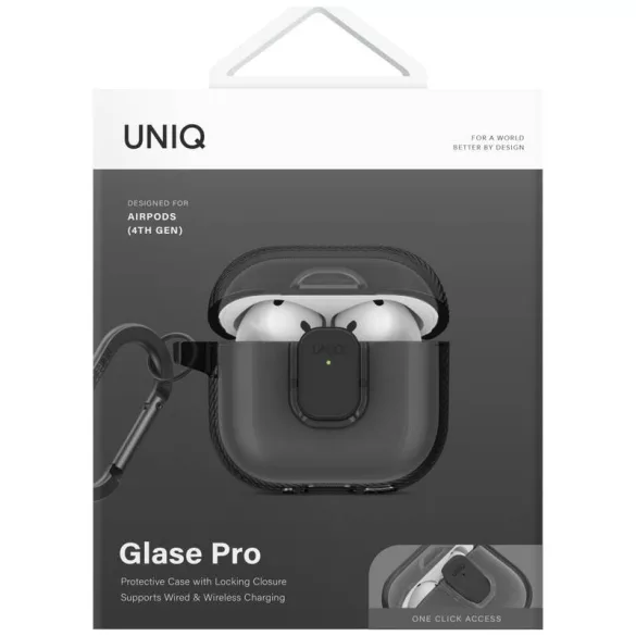 UNIQ Glase Pro tok AirPods 4 - füstszürke