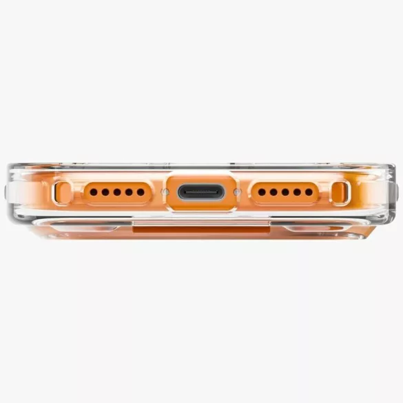 UNIQ Heldro Air tok iPhone 17 Pro Magclick töltés narancssárga színben