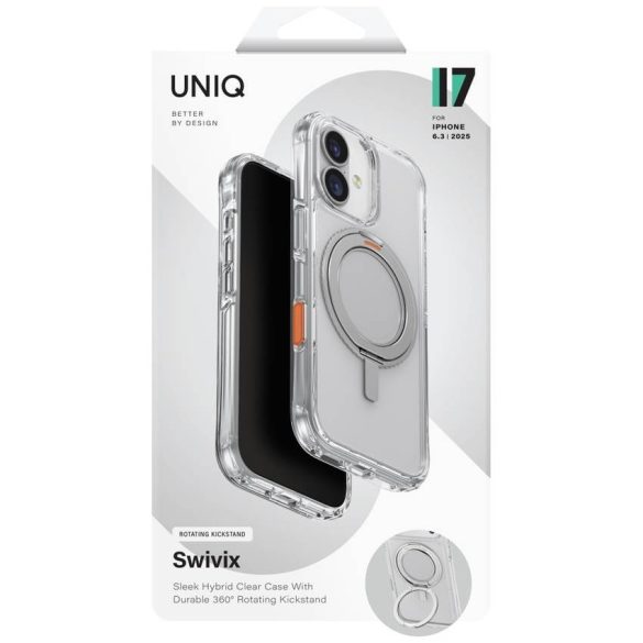 UNIQ Swivix tok iPhone 17 360 forgatható Kickstand átlátszó