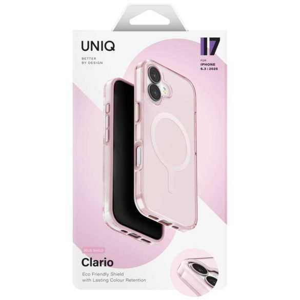 UNIQ Clario tok iPhone 17 Magclick töltés rózsaszínű