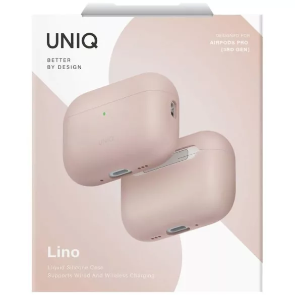 UNIQ Lino tok az AirPods Pro 3 gen szilikonhoz rózsaszínű