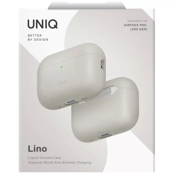 UNIQ Lino tok AirPods Pro 3 gen szilikon bézs színű tokhoz