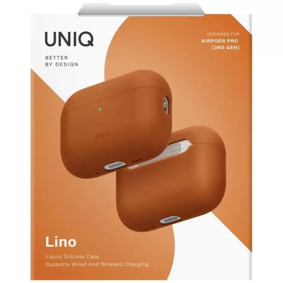 UNIQ Lino tok AirPods Pro 3 gen szilikon narancssárga tokhoz