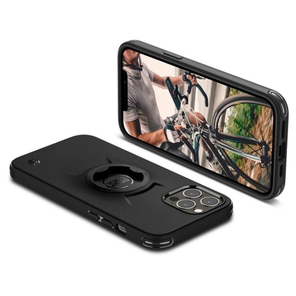 Apple iPhone 12/12 Pro ütésálló hátlap Gearlock MF100/MS100 kerékpárra          szerelhető telefontartó / rögzítő rendszerhez - Spigen Gearlock GCF132 - fekete