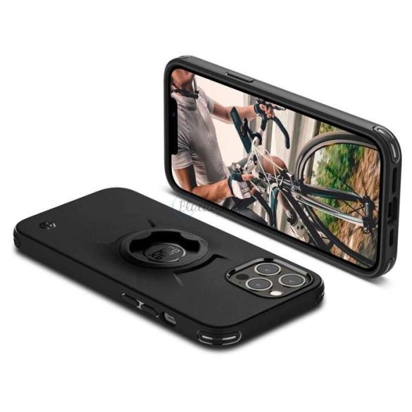 Apple iPhone 12 Pro Max ütésálló hátlap Gearlock MF100/MS100 kerékpárra         szerelhető telefontartó / rögzítő rendszerhez - Spigen Gearlock GCF131 - fekete