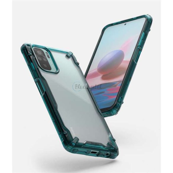 Xiaomi Redmi Note 10/Note 10S ütésálló hátlap - Ringke Fusion X - türkíz zöld