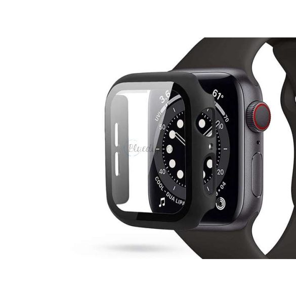 Apple Watch 4/5/6/SE (40 mm) védőtok beépített edzett üveggel - DEFENSE 360 - fekete (ECO csomagolás)