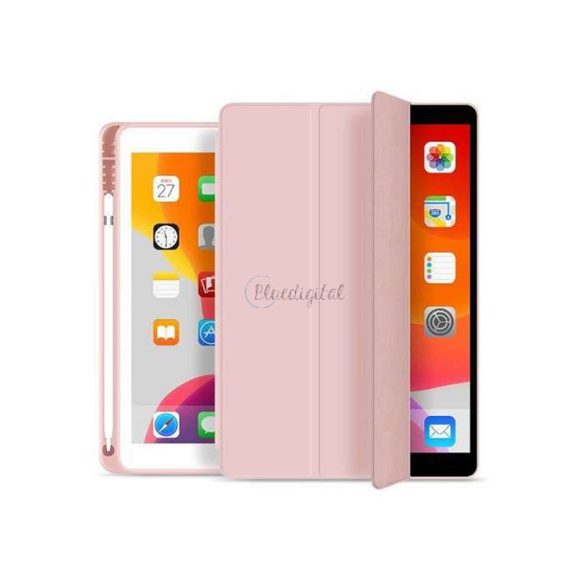 Apple iPad 10.2 (2019/2020/2021) tablet tok (Smart Case) on/off funkcióval,     Apple Pencil tartóval - Tech-Protect - rózsaszín (ECO csomagolás)