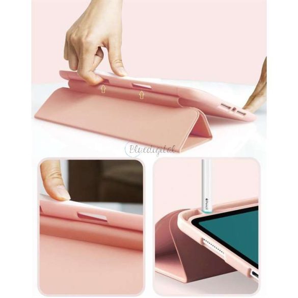 Apple iPad 10.2 (2019/2020/2021) tablet tok (Smart Case) on/off funkcióval,     Apple Pencil tartóval - Tech-Protect - rózsaszín (ECO csomagolás)