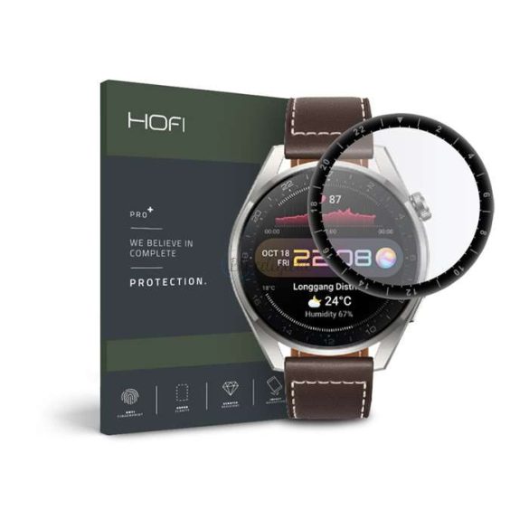 HOFI Hybrid Glass üveg képernyővédő fólia - Huawei Watch 3 Pro (48 mm) - fekete
