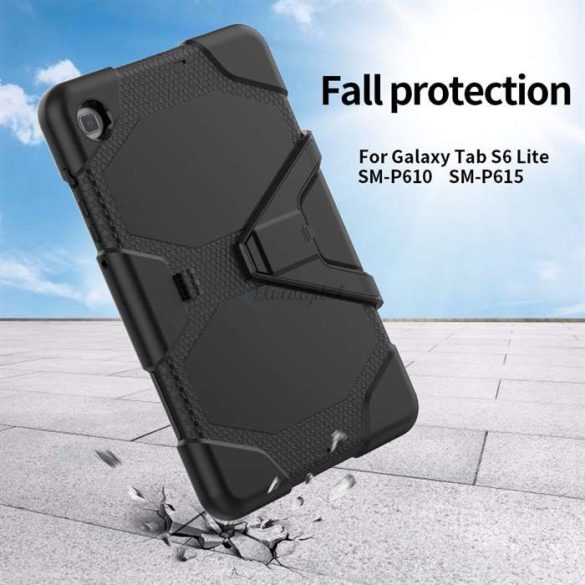 Samsung P610/P615 Galaxy Tab S6 Lite 10.4 ütésálló tablet tok 360 fokos         védelemmel, kijelzővédő üveggel - Tech-Protect Survive - fekete (ECO csomagolás)