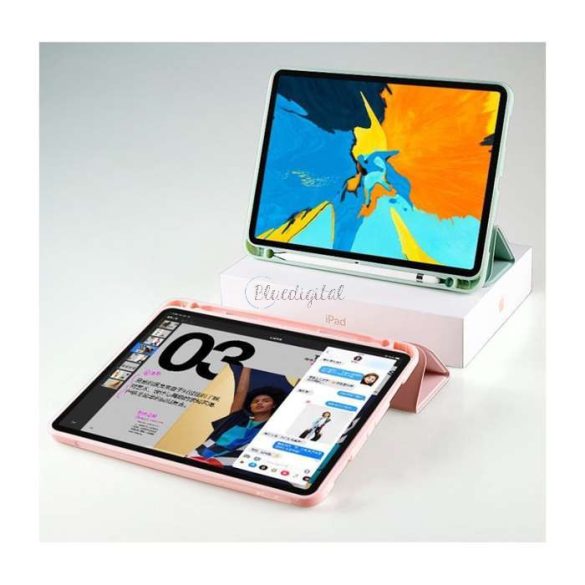 Apple iPad 10.2 (2019/2020/2021) tablet tok (Smart Case) on/off funkcióval,     Apple Pencil tartóval - Tech-Protect - szürke (ECO csomagolás)