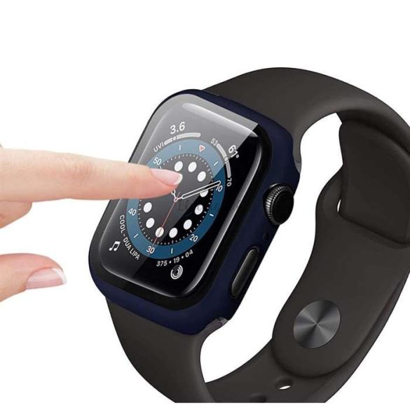 Apple Watch 7 (45 mm) védőtok beépített edzett üveggel - DEFENSE 360 - fekete (ECO csomagolás)