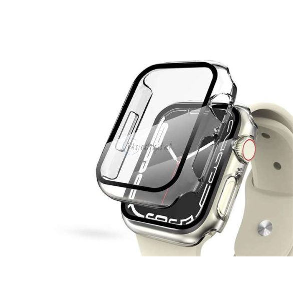 Apple Watch 7/Series 8 (41 mm) védőtok beépített edzett üveggel - DEFENSE 360 - átlátszó (ECO csomagolás)