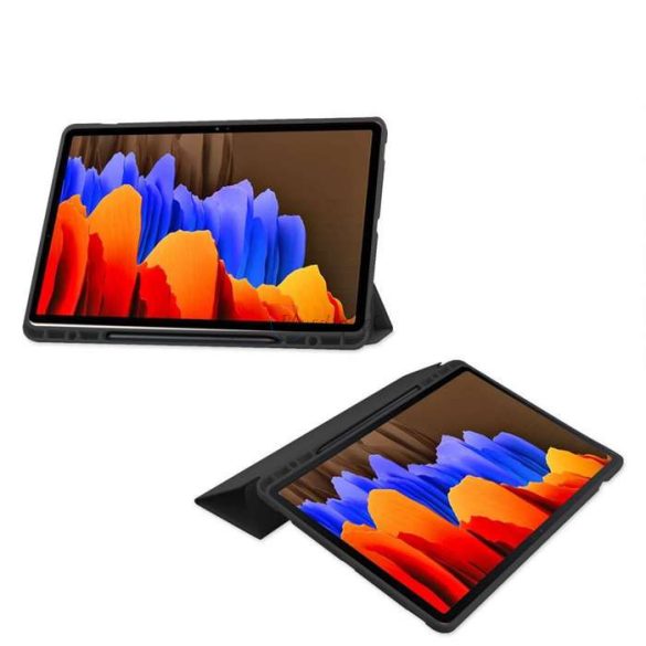 Samsung T730/T736B Galaxy Tab S7 FE 5G 12.4 tablet tok (Smart Case) on/off      funkcióval, Pencil tartóval - Tech-Protect - black (ECO csomagolás)