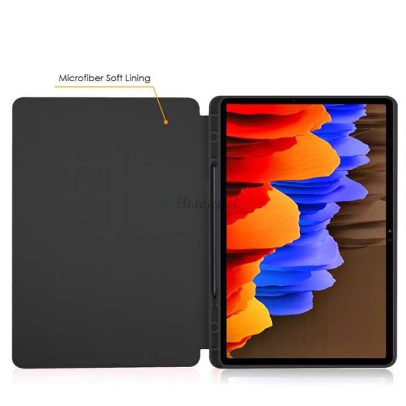 Samsung T730/T736B Galaxy Tab S7 FE 5G 12.4 tablet tok (Smart Case) on/off      funkcióval, Pencil tartóval - Tech-Protect - black (ECO csomagolás)