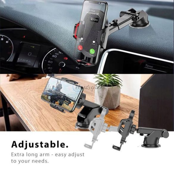 Univerzális műszerfalra/szélvédőre helyezhető PDA/GSM autós tartó - Tech-Protect Universal Dash and Windshield Car Mount - fekete