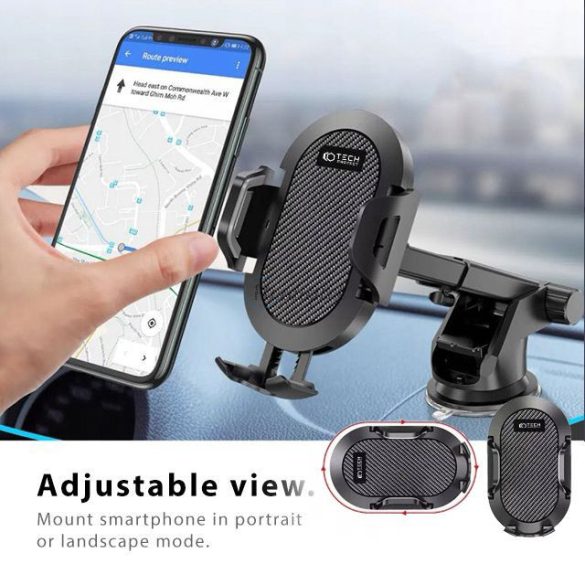 Univerzális műszerfalra/szélvédőre helyezhető PDA/GSM autós tartó - Tech-Protect Universal Dash and Windshield Car Mount - fekete