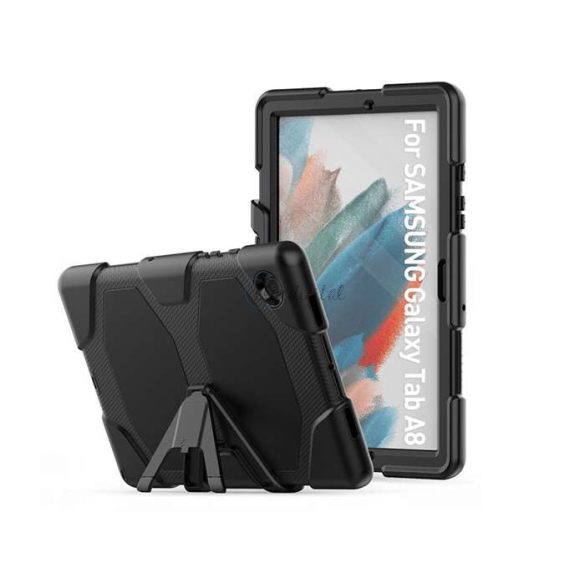 Samsung X200/X205 Galaxy Tab A8 10.5 ütésálló tablet tok 360 fokos védelemmel,  kijelzővédő üveggel - Tech-Protect Survive - fekete (ECO csomagolás)