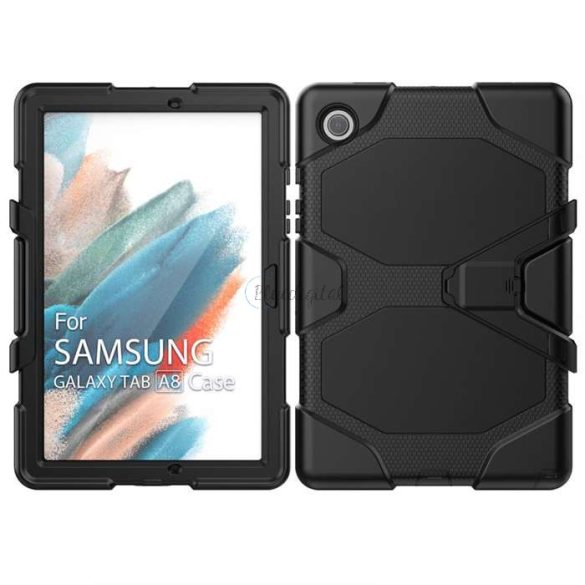 Samsung X200/X205 Galaxy Tab A8 10.5 ütésálló tablet tok 360 fokos védelemmel,  kijelzővédő üveggel - Tech-Protect Survive - fekete (ECO csomagolás)