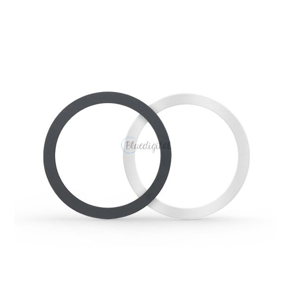 Univerzális mágneses gyűrű MagSafe vezeték nélküli töltőhöz - 2 db/csomag -     fekete/ezüst (ECO csomagolás)