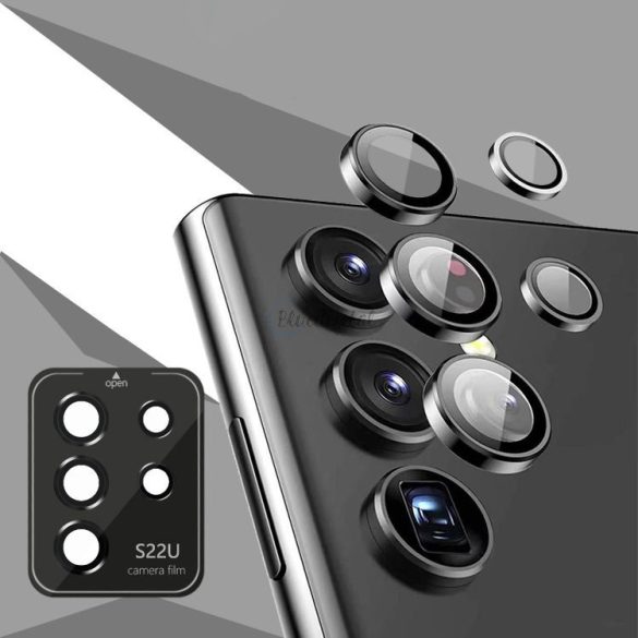 HOFI Camring Pro+ hátsó kameralencse védőüveg - Samsung S908B Galaxy S22 Ultra  5G - fekete