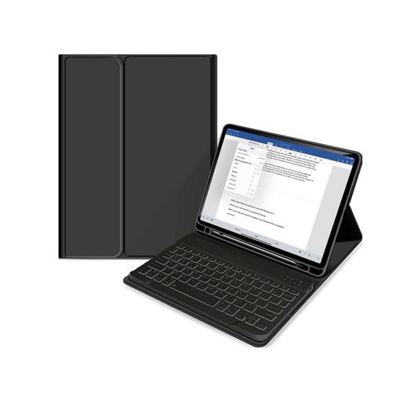 Apple iPad 10.2 (2019/2020/2021) tablet tok (Smart Case) on/off funkcióval,     Apple Pencil tartóval, billentyűzettel - Tech-Protect - black (ECO csomagolás)