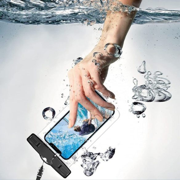 Univerzális vízálló védőtok max. 6,9" méretű készülékekhez - Tech-Protect      Universal Waterproof Case - fekete/átlátszó (ECO csomagolás)