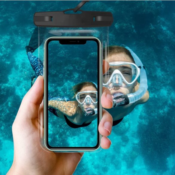 Univerzális vízálló védőtok max. 6,9" méretű készülékekhez - Tech-Protect      Universal Waterproof Case - fekete/átlátszó (ECO csomagolás)