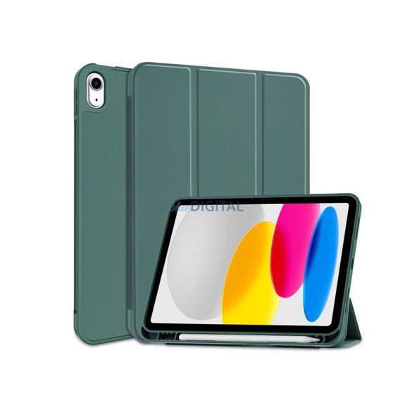 Apple iPad 10.9 (2022) tablet tok (Smart Case) on/off funkcióval, Apple Pencil  tartóval - Tech-Protect - cactus green (ECO csomagolás)