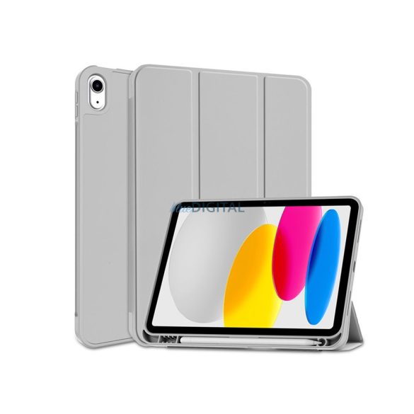 Apple iPad 10.9 (2022) tablet tok (Smart Case) on/off funkcióval, Apple Pencil  tartóval - Tech-Protect - grey (ECO csomagolás)
