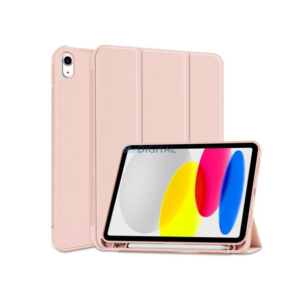 Apple iPad 10.9 (2022) tablet tok (Smart Case) on/off funkcióval, Apple Pencil  tartóval - Tech-Protect - pink (ECO csomagolás)