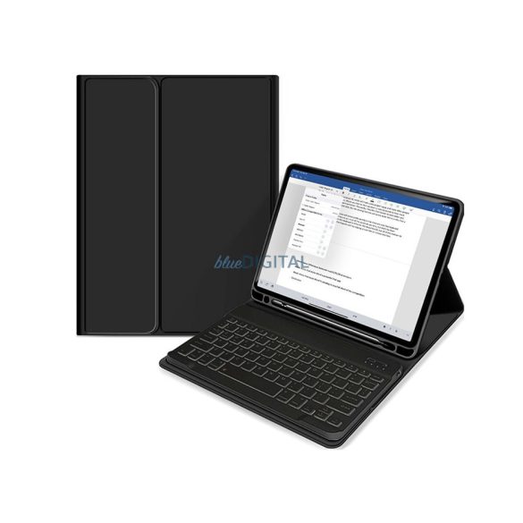 Apple iPad 10.9 (2022)  tablet tok (Smart Case) on/off funkcióval, Apple Pencil tartóval, billentyűzettel - Tech-Protect - black (ECO csomagolás)