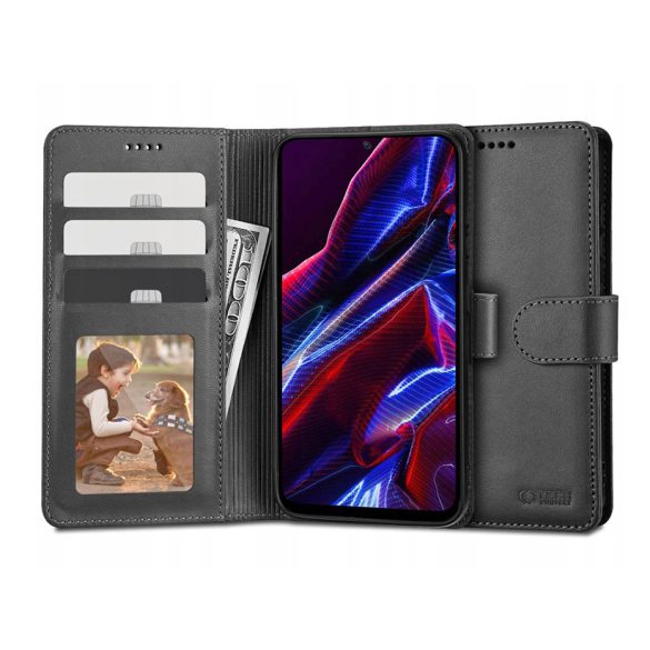 Tech-Protect Wallet Book Flip bőrtok - Xiaomi Redmi Note 12 5G/Poco X5 5G -     fekete