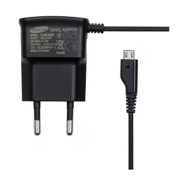   SAMSUNG hálózati töltő (3.5W + fix microUSB kábel) FEKETE